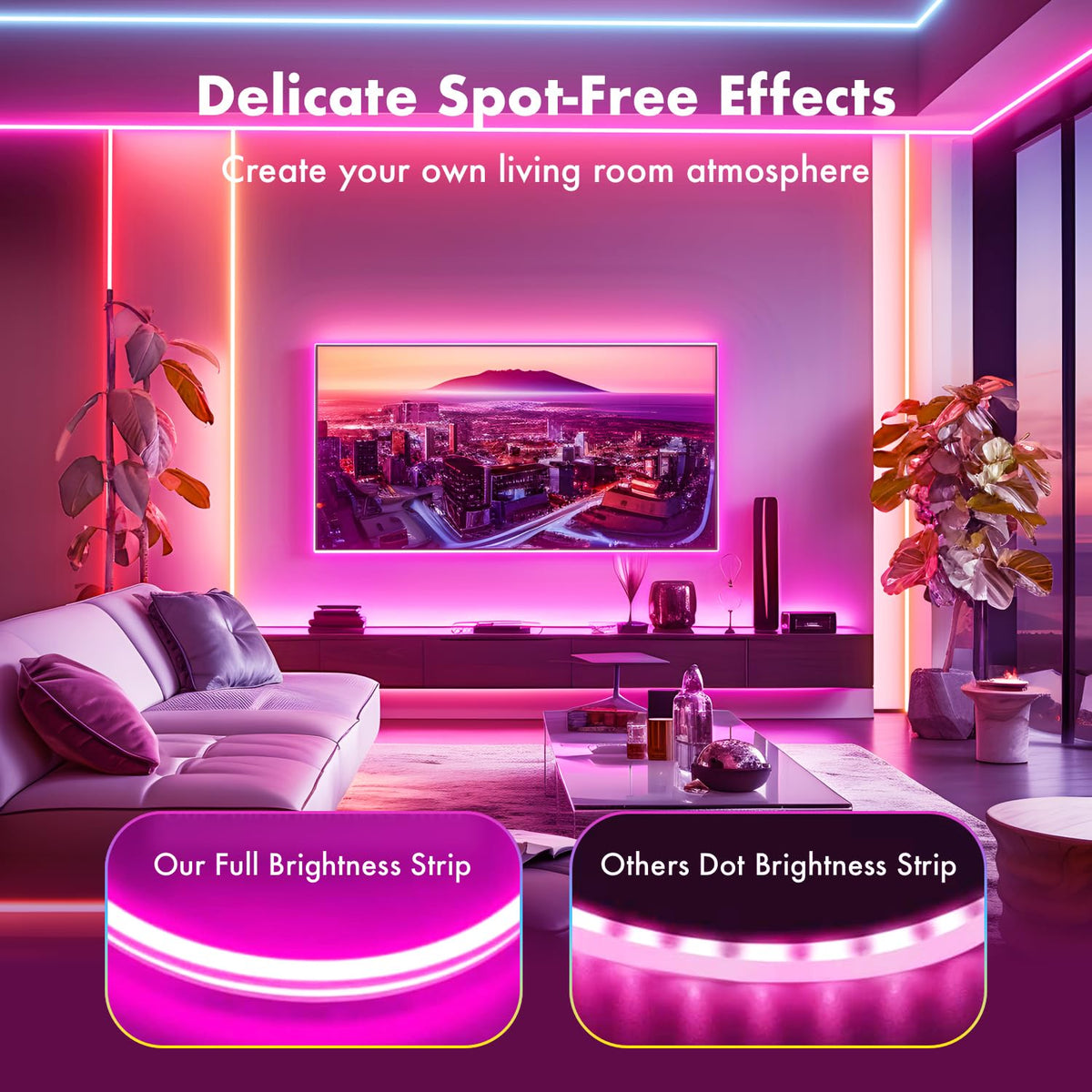 YILINM RGB neon strip enhances a gaming setup with dynamic lighting.