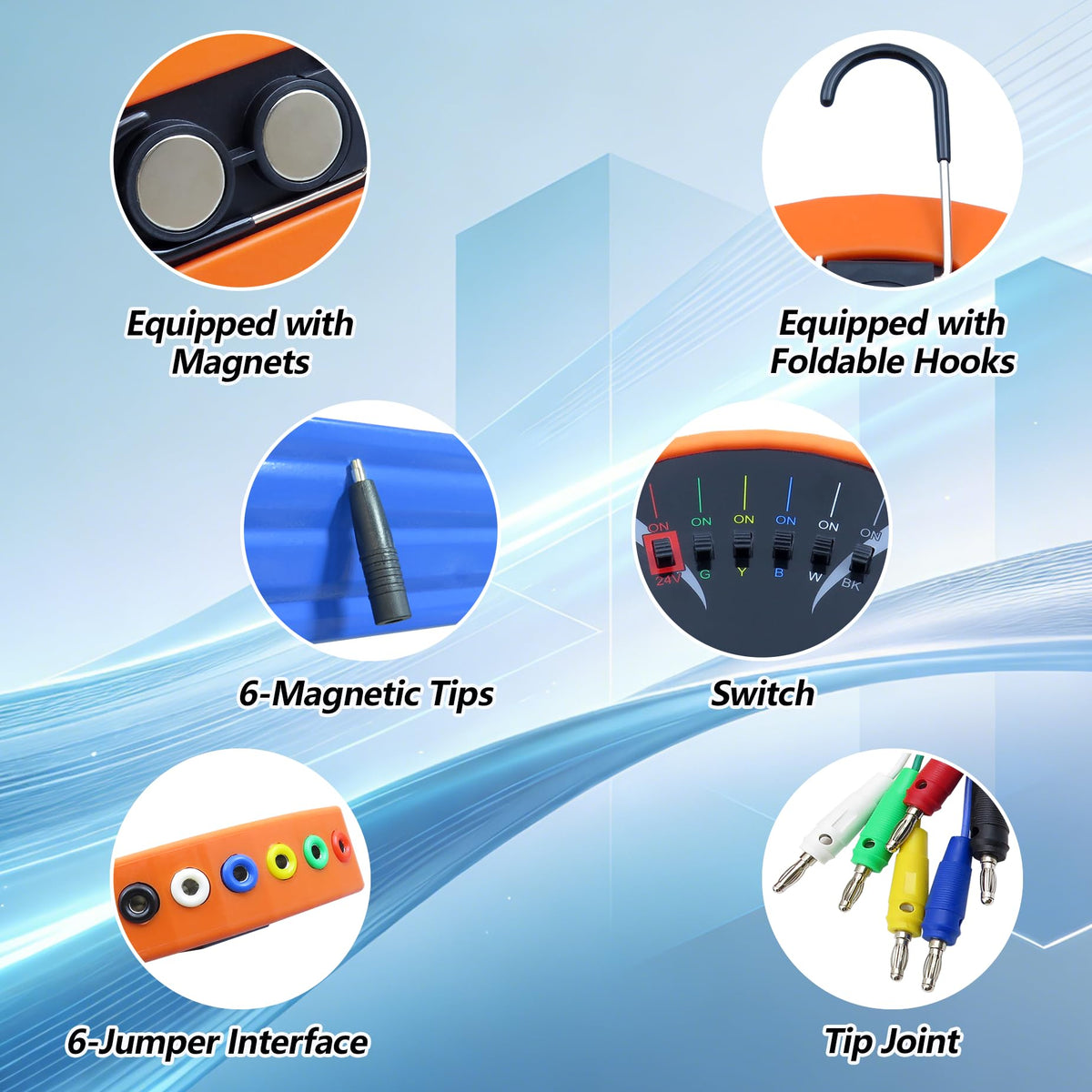 YILISAWIN magnetic tips offer hands-free setup during diagnostics
