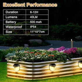 YINDUZ 4-pack solar lights for multiple raised beds.