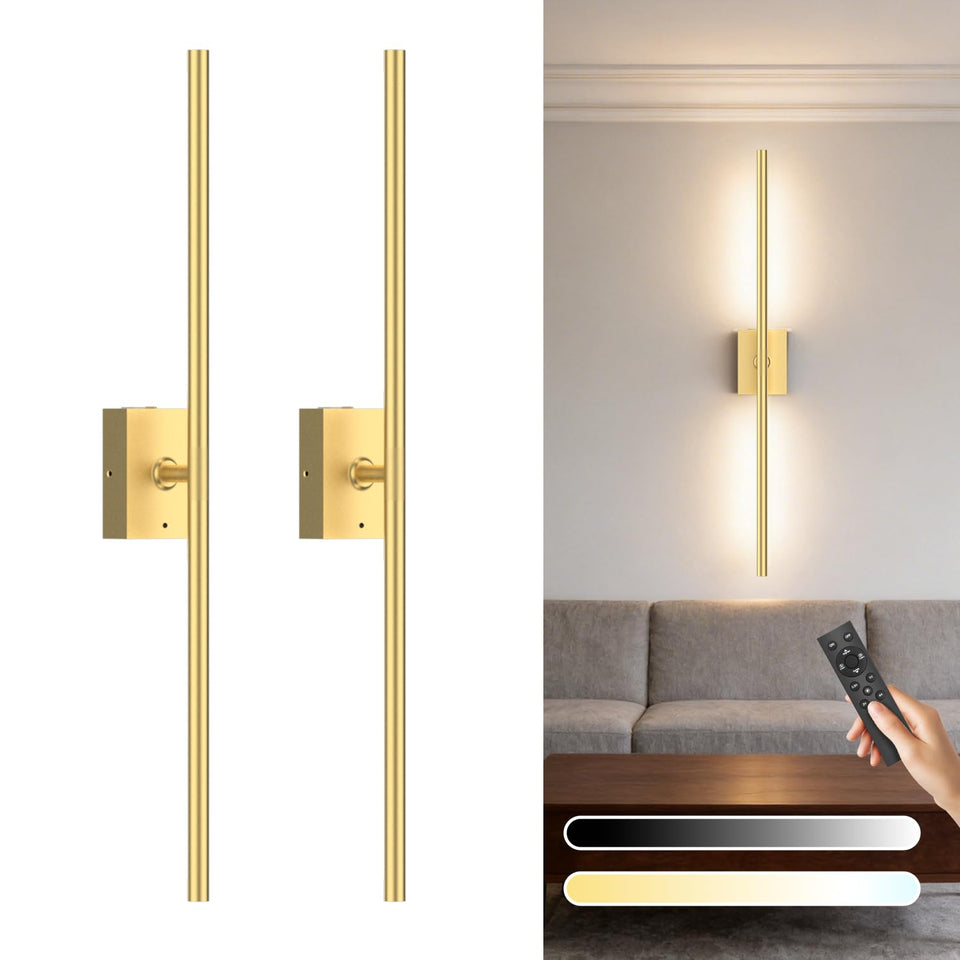YINDUZ battery-operated wall sconce set, front view with warm ambient light in living spaces