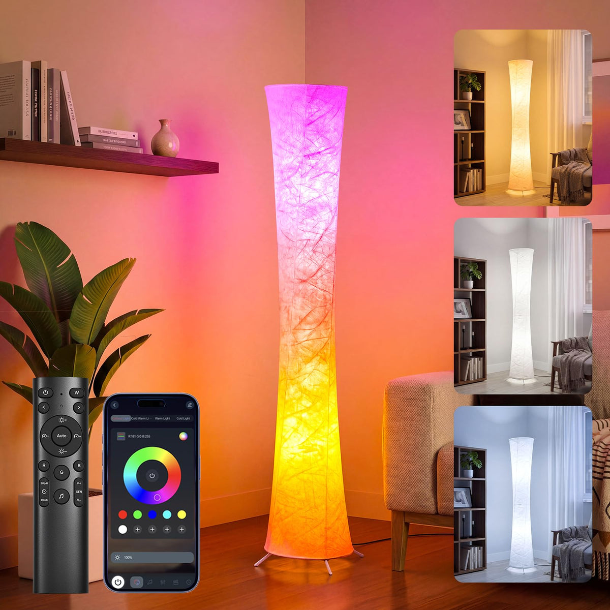 yinghuochong 61-inch round floor lamp with slim waist design enhances contemporary corners