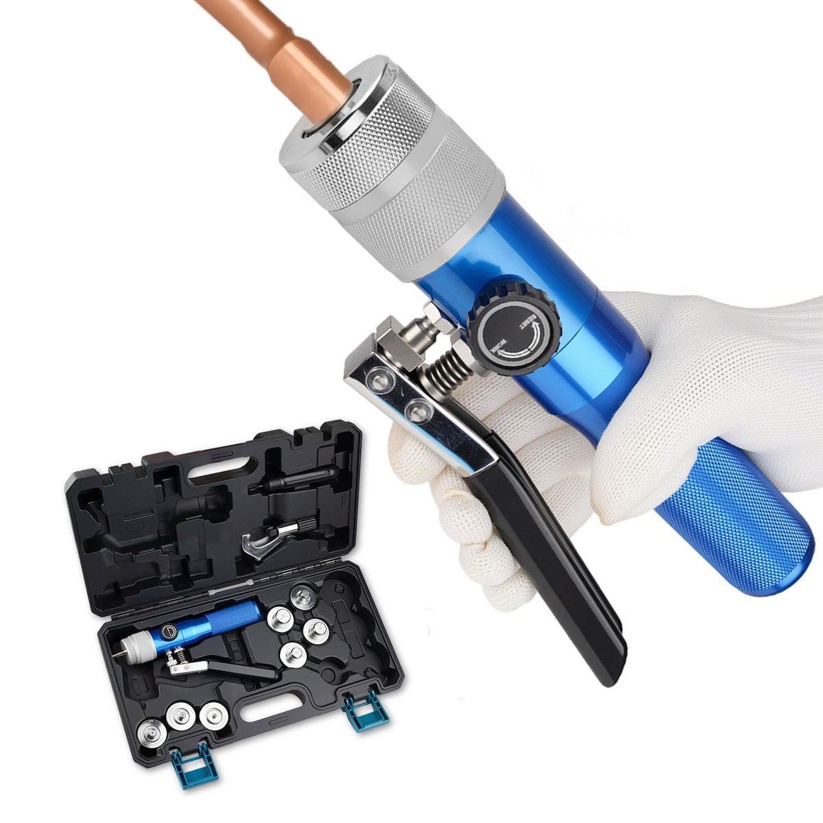 YINGKESI hydraulic tube expander kit for HVAC tasks enabling smooth pipe expansion.