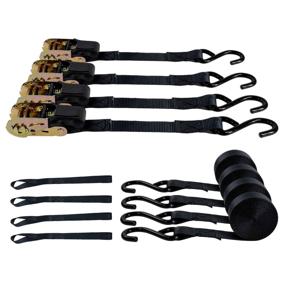 YINGKESI ratchet strap 15ft with sturdy hooks for secure transport.