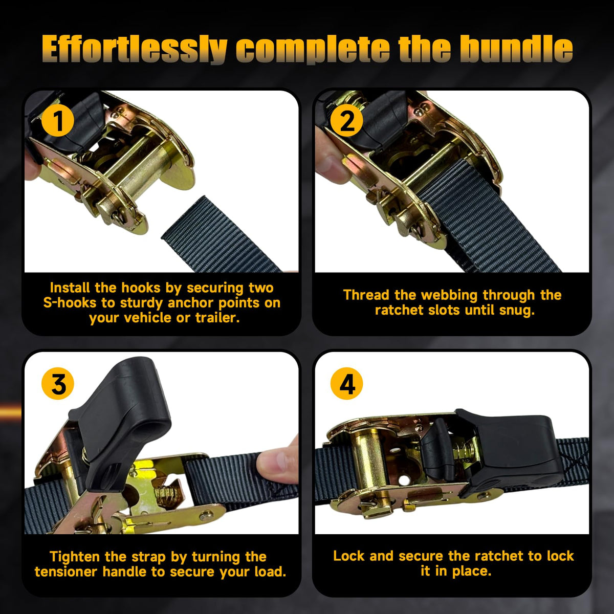 YINGKESI S-hook with security lock prevents slippage and keeps cargo safe.