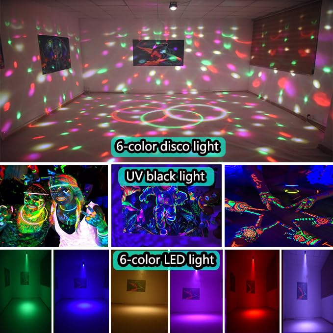 YINPKTEO disco ball lamp with strobe and rotation features.