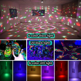 YINPKTEO disco ball lamp with strobe and rotation features.