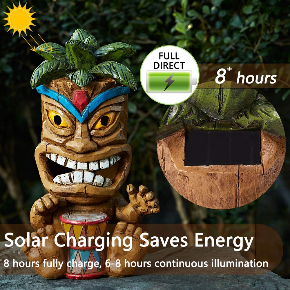 Yiosax 10.43-inch tiki statue fits porches, patios, and small gardens.