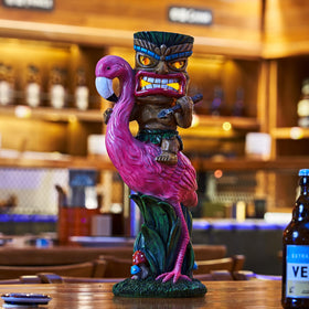 Yiosax Solar Tiki Statue compact 13.66-inch tall garden ornament.