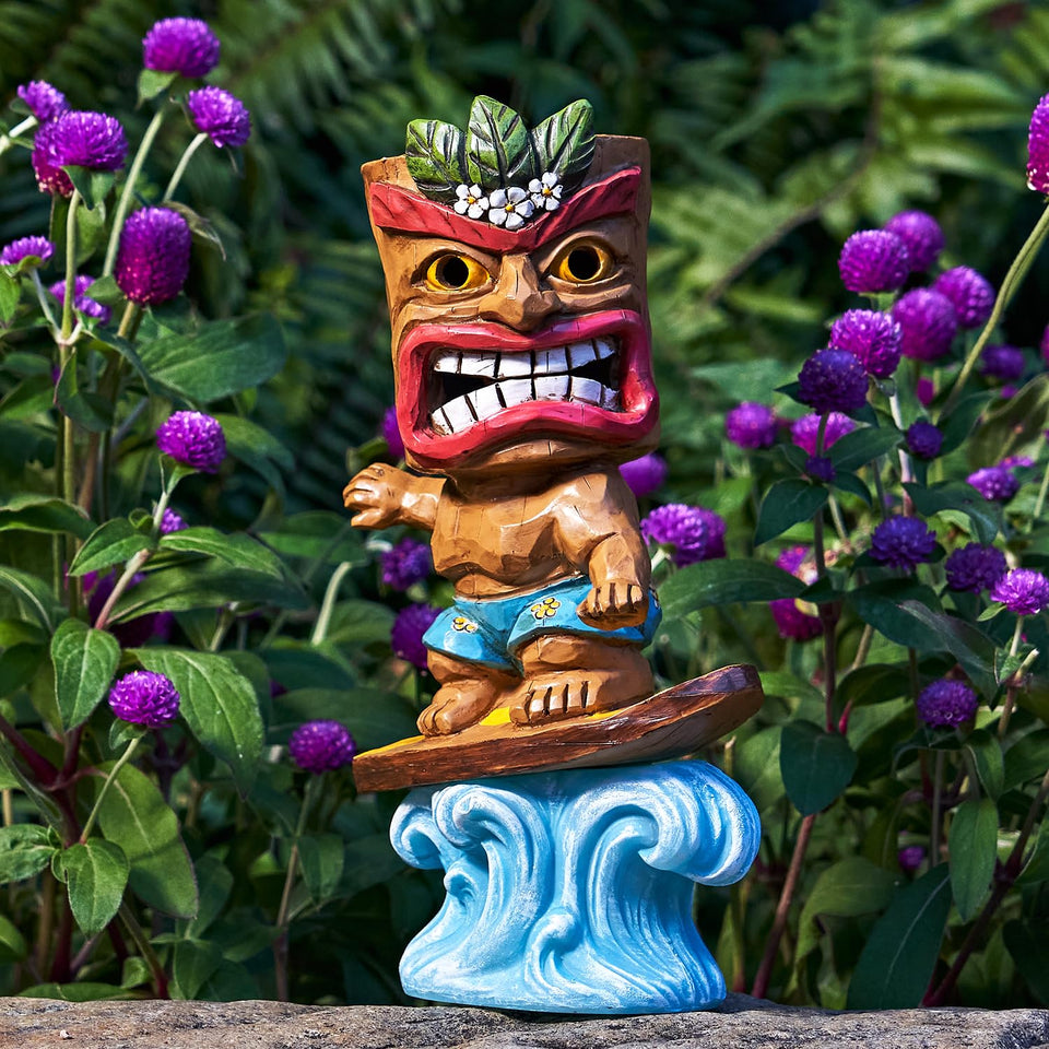 Yiosax solar tiki statue lights garden at night for outdoor decor