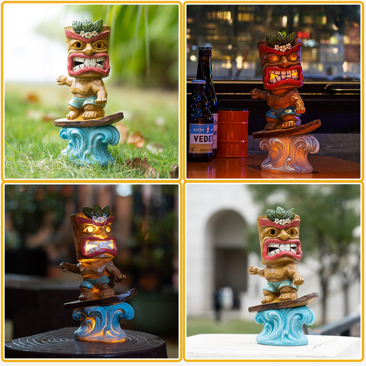 Yiosax solar tiki statue provides patio spotlight for evenings