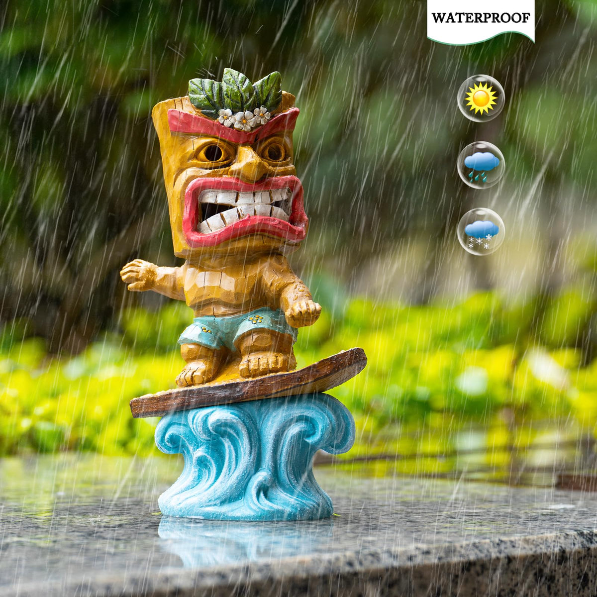 Yiosax tiki bar decor figurine adds playful character to gardens