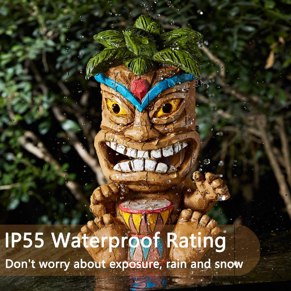 Yiosax waterproof tiki statue endures rain and snow with vivid colors.