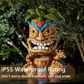 Yiosax waterproof tiki statue endures rain and snow with vivid colors.