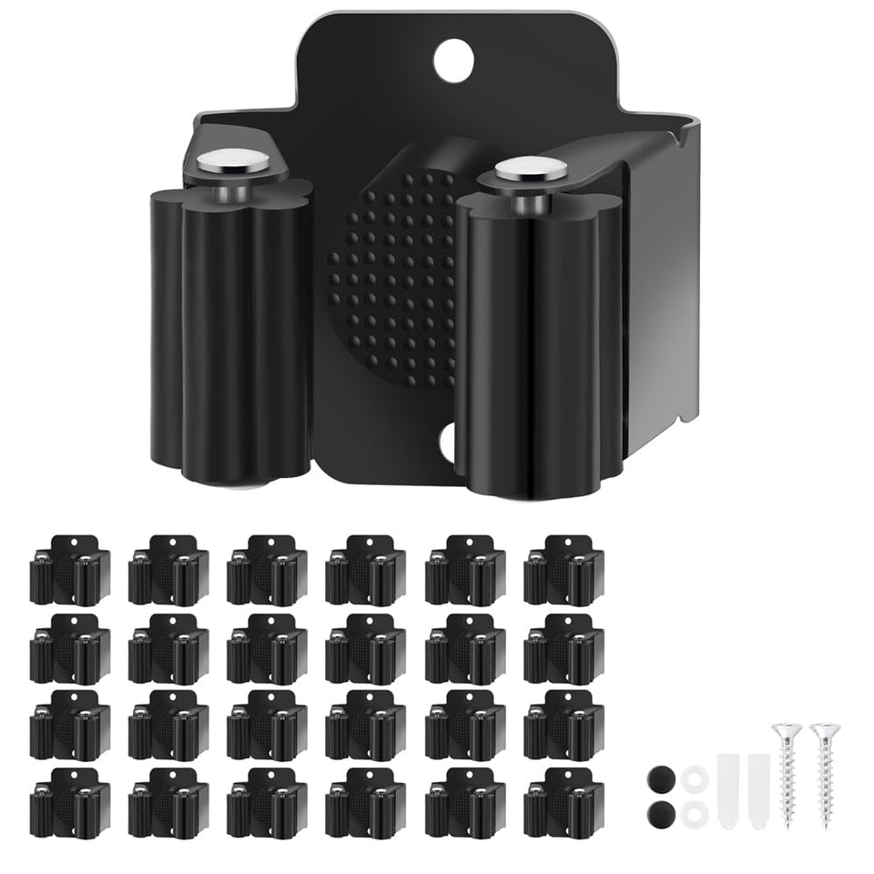Yiows broom holder wall mount keeps brooms neatly organized for easy access.