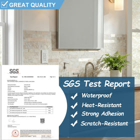 Yipscazo Beige Rocks backsplash offers lightweight durability without grout.