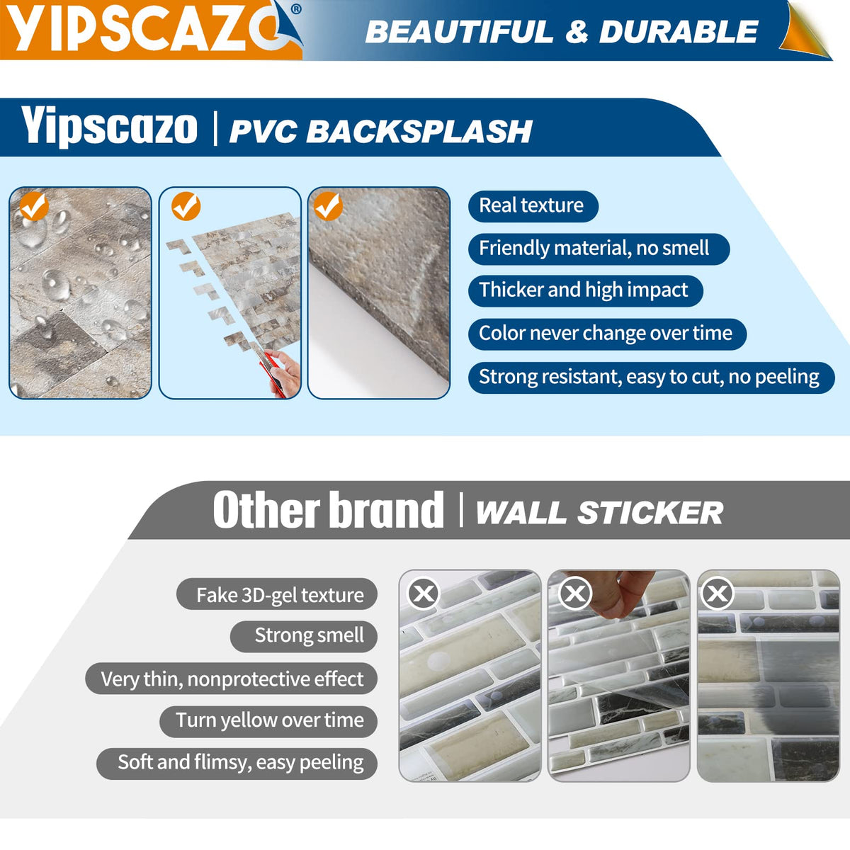 Yipscazo Beige Rocks backsplash adds modern style to kitchens and baths.