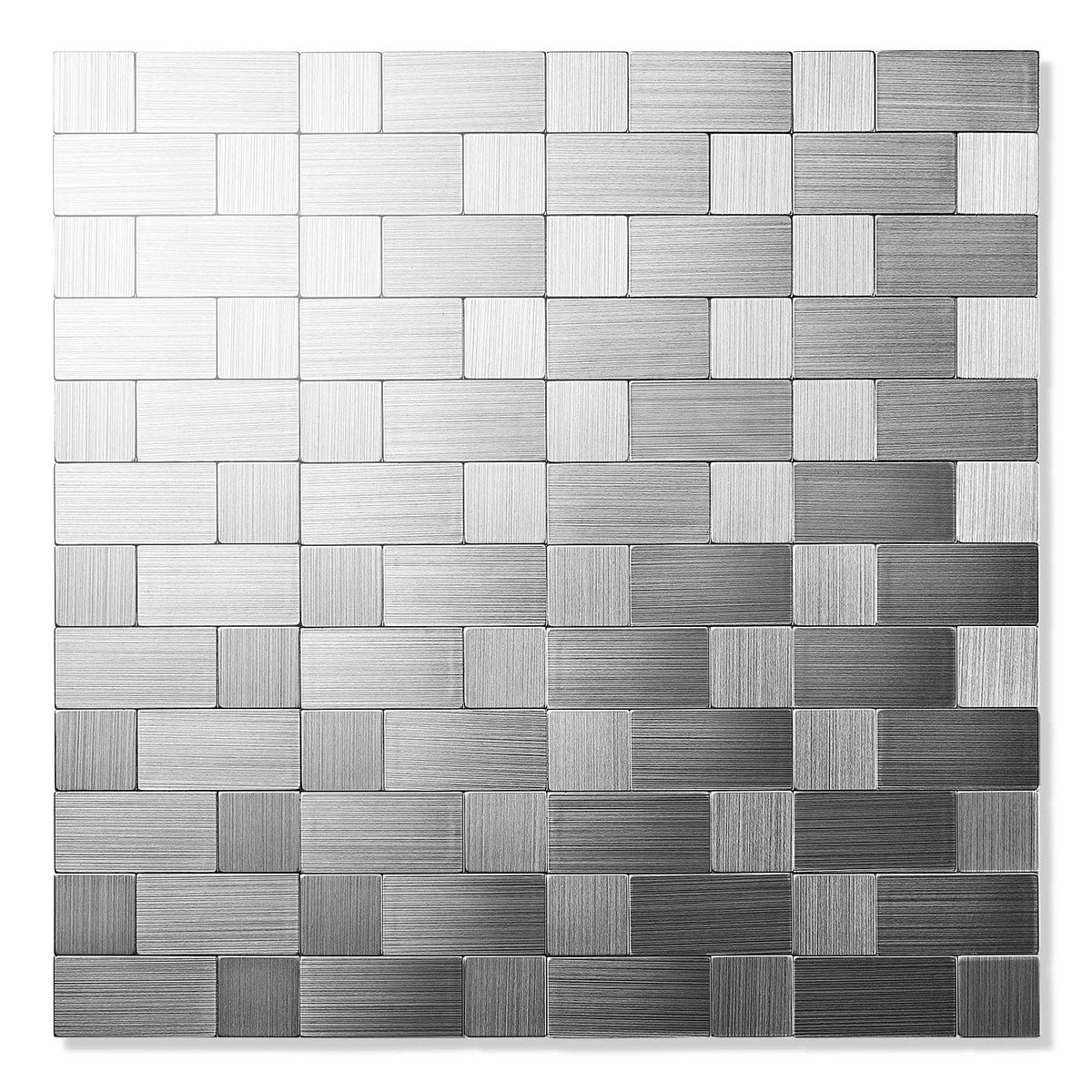 Yipscazo brushed stainless steel backsplash tiles close-up, easy to wipe clean.