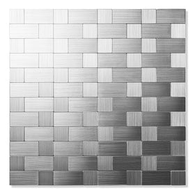 Yipscazo brushed stainless steel backsplash tiles close-up, easy to wipe clean.