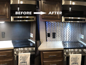 Yipscazo stainless steel backsplash wall shield behind range hood, heat resistant.