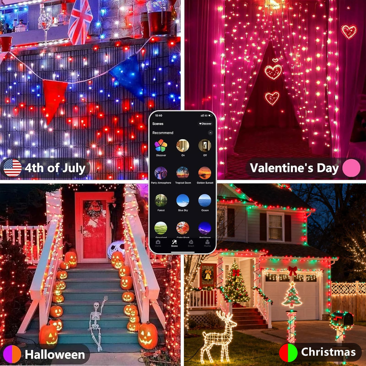 YIQU app control enables easy brightness, color, and timer adjustments from your phone.