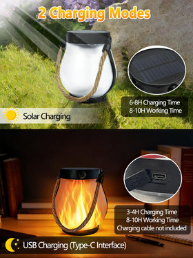 YIQU Gen2 lantern with hemp rope handle adds rustic charm for garden lighting.