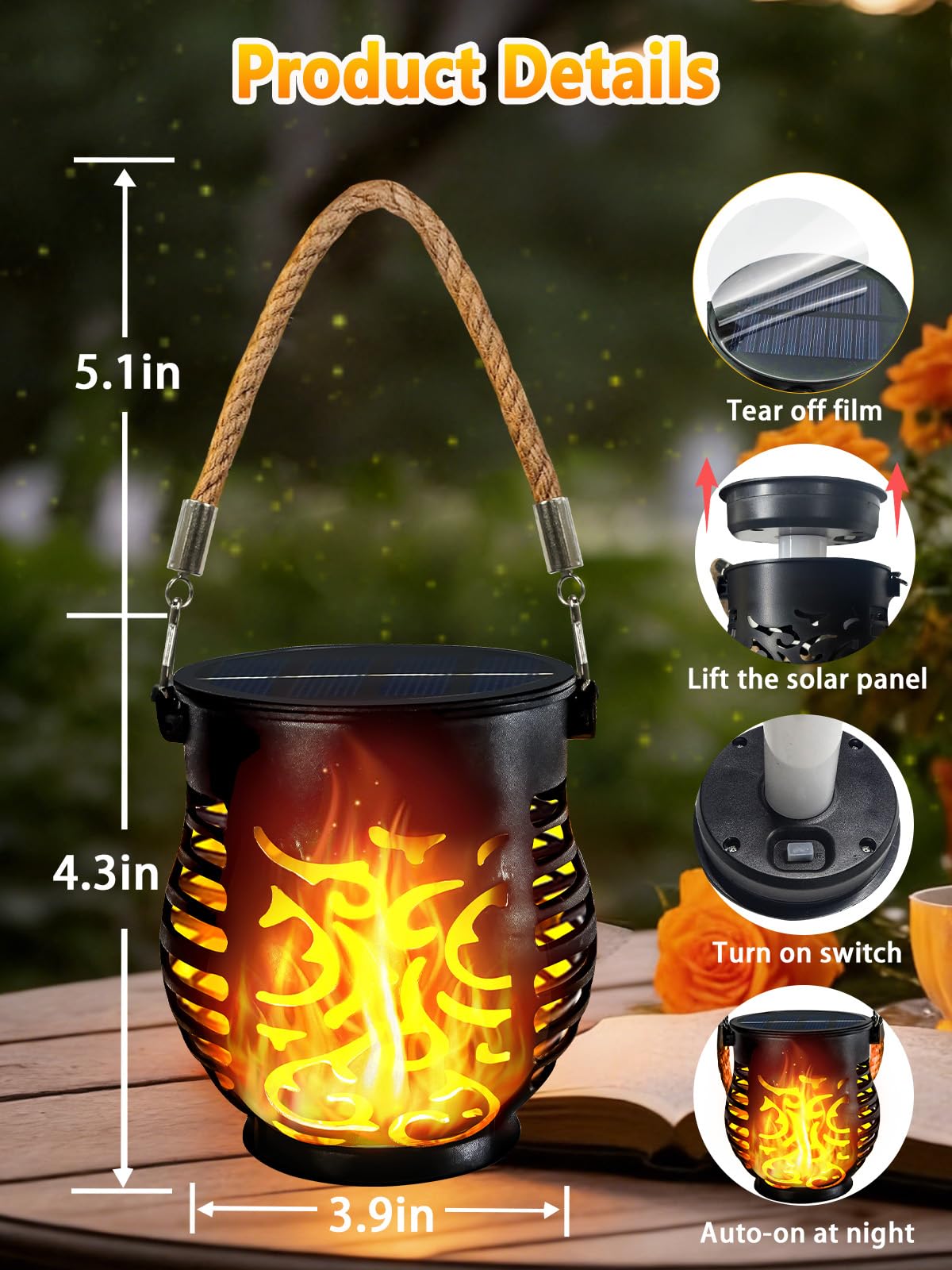 YIQU hanging lantern on tree creates a cozy focal point at night