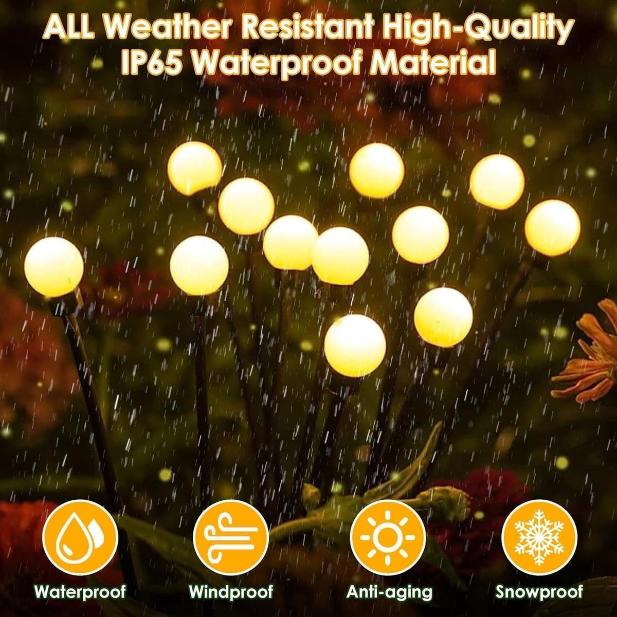 YIQU Solar Firefly Lights sway with the breeze to brighten patios.