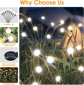 YIQU Solar Firefly Lights brighten walkways, patios, and flower beds