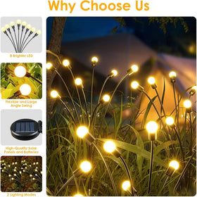 YIQU Solar Firefly Lights IP65 waterproof protection for year-round use.