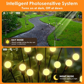 YIQU Solar Firefly Lights ideal for garden beds and flower borders.