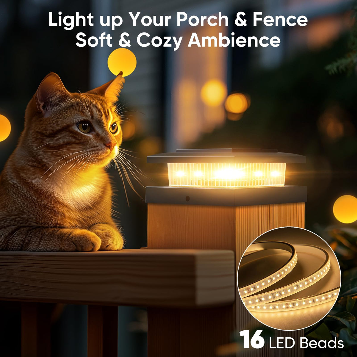 YITCOE post cap light in cool mode offering bright walkway visibility