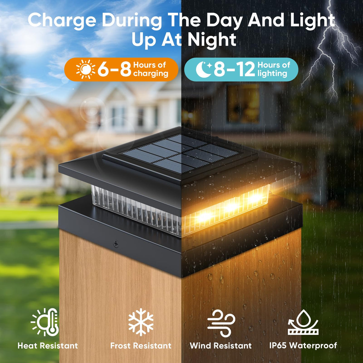 YITCOE solar post cap light at night guiding garden paths