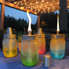 Long-life fiberglass wicks deliver steady flame for cozy outdoor lighting.