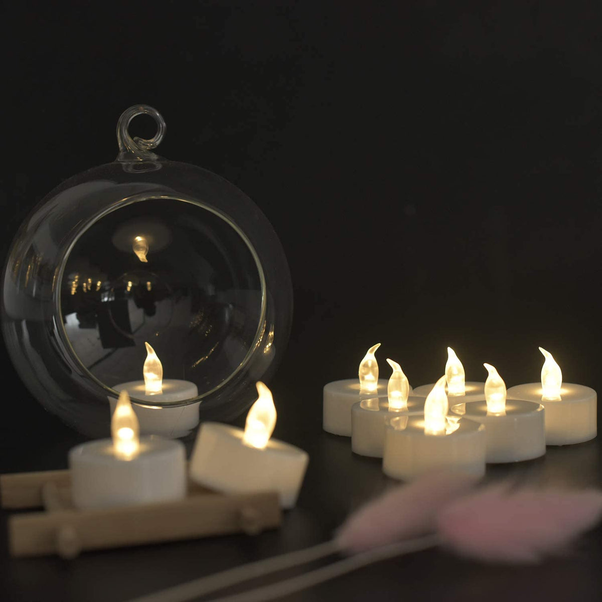 YiWER tea lights include batteries for immediate use.