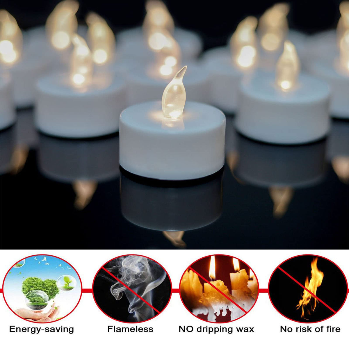 YiWER LED tea lights offer up to 200 hours per candle.