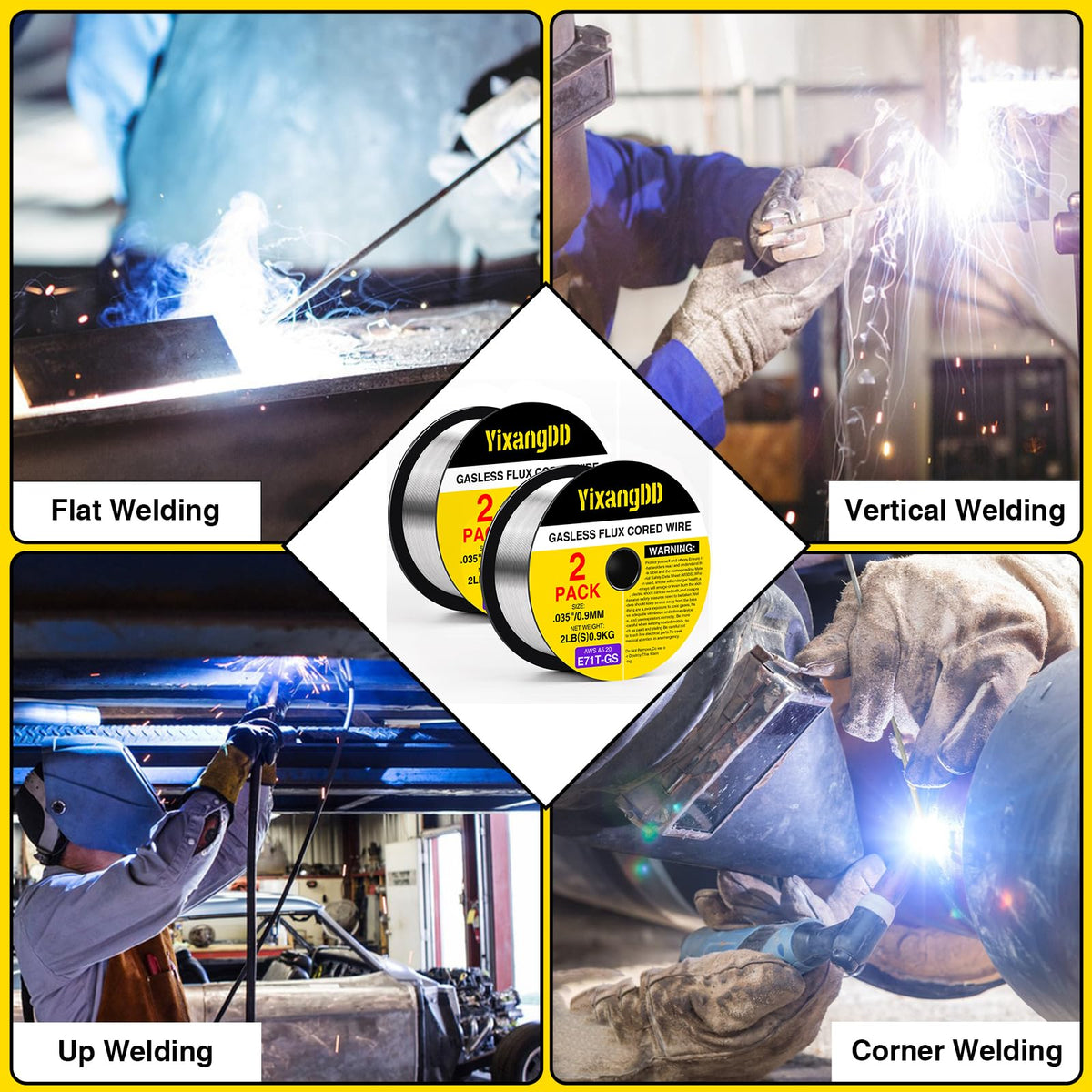 YixangDD 2-pack flux core wire for mild steel welding applications