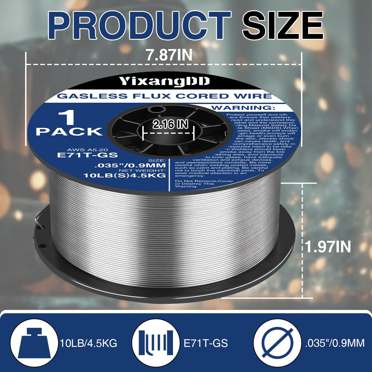 YixangDD E71T-GS mild steel wire delivers smooth arc and steady feed for reliable welds.