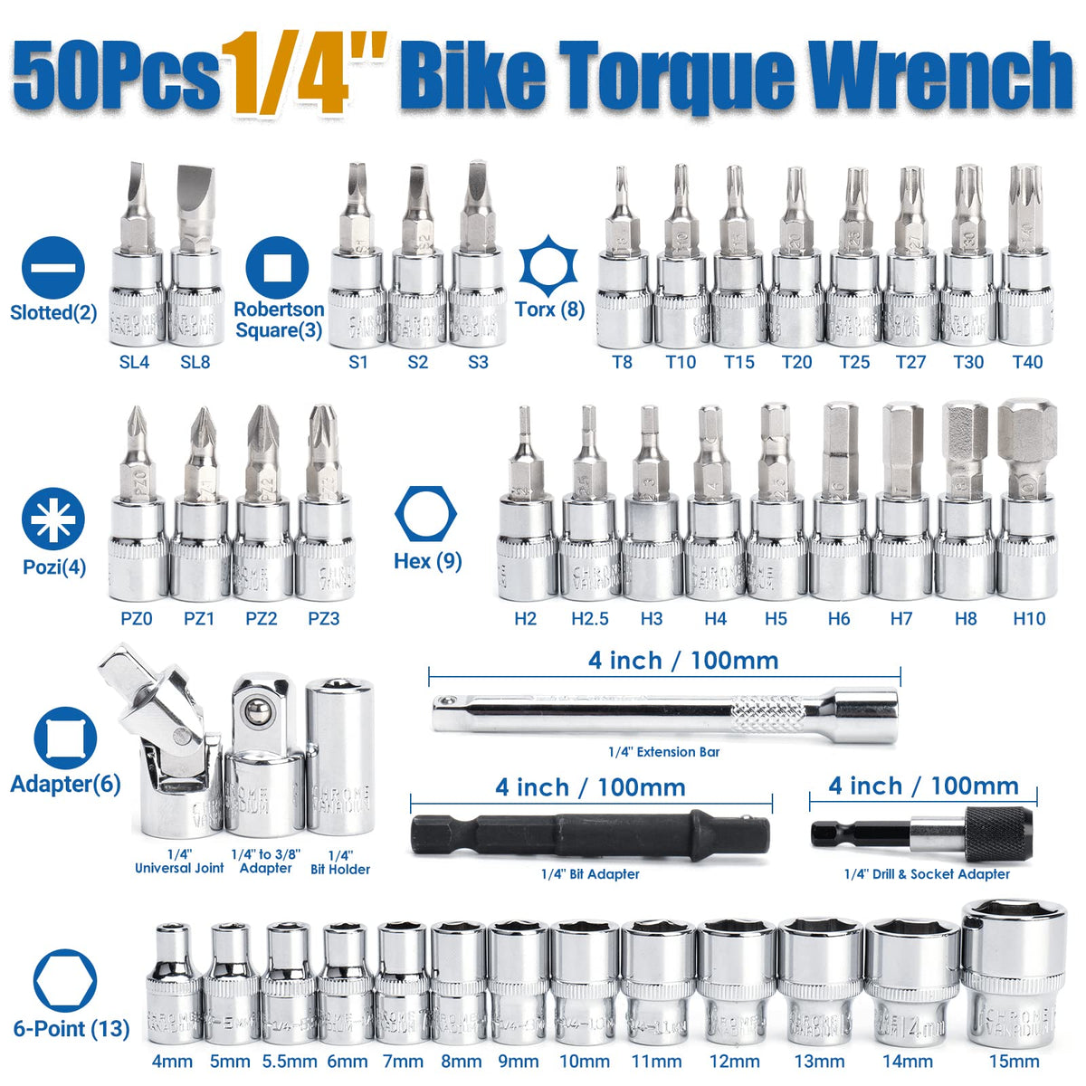 YIYEIE 1/4 drive torque wrench for accurate tightening on bicycles and motorcycles.