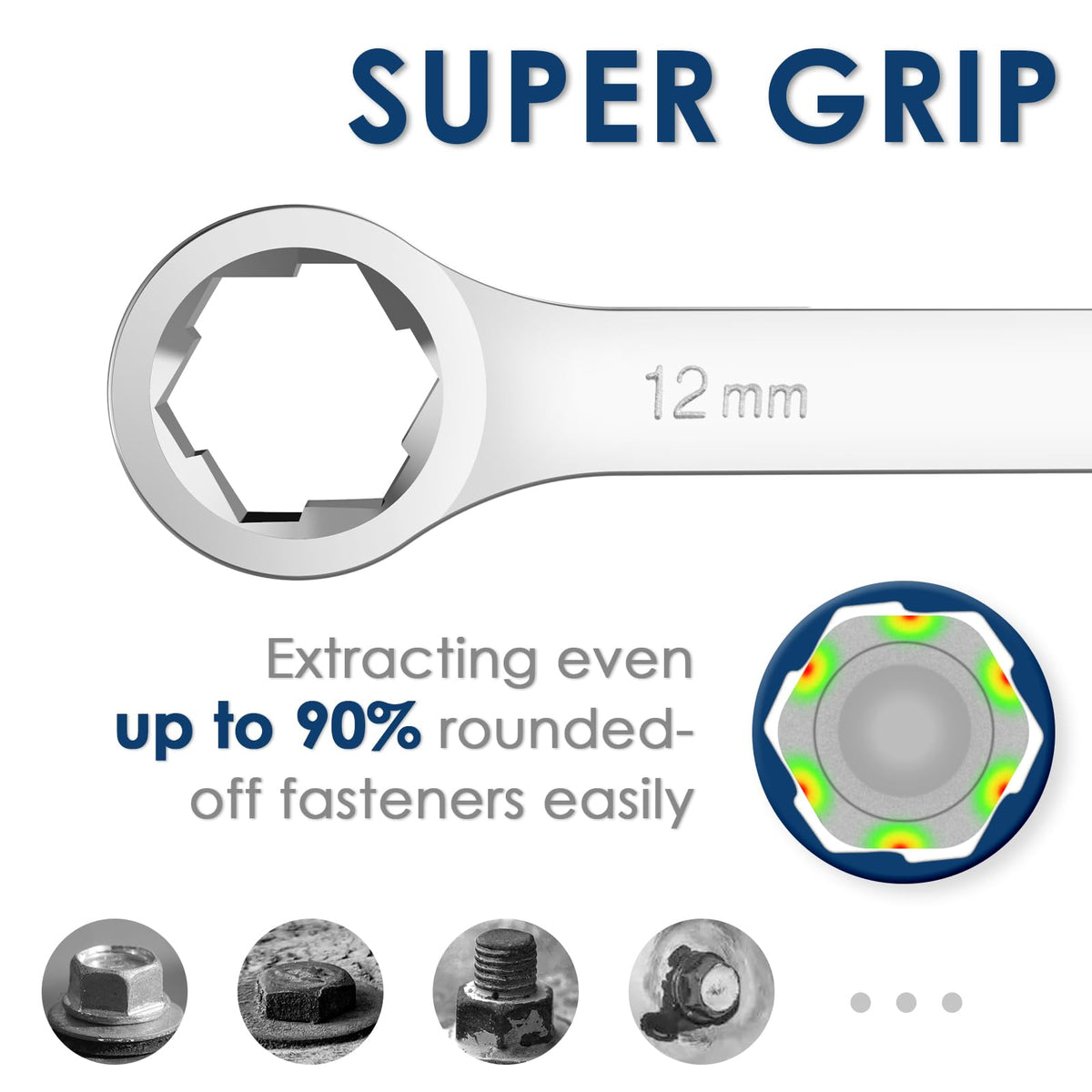 YIYEIE 12x13mm wrench focus emphasizes secure grip and bolt extraction