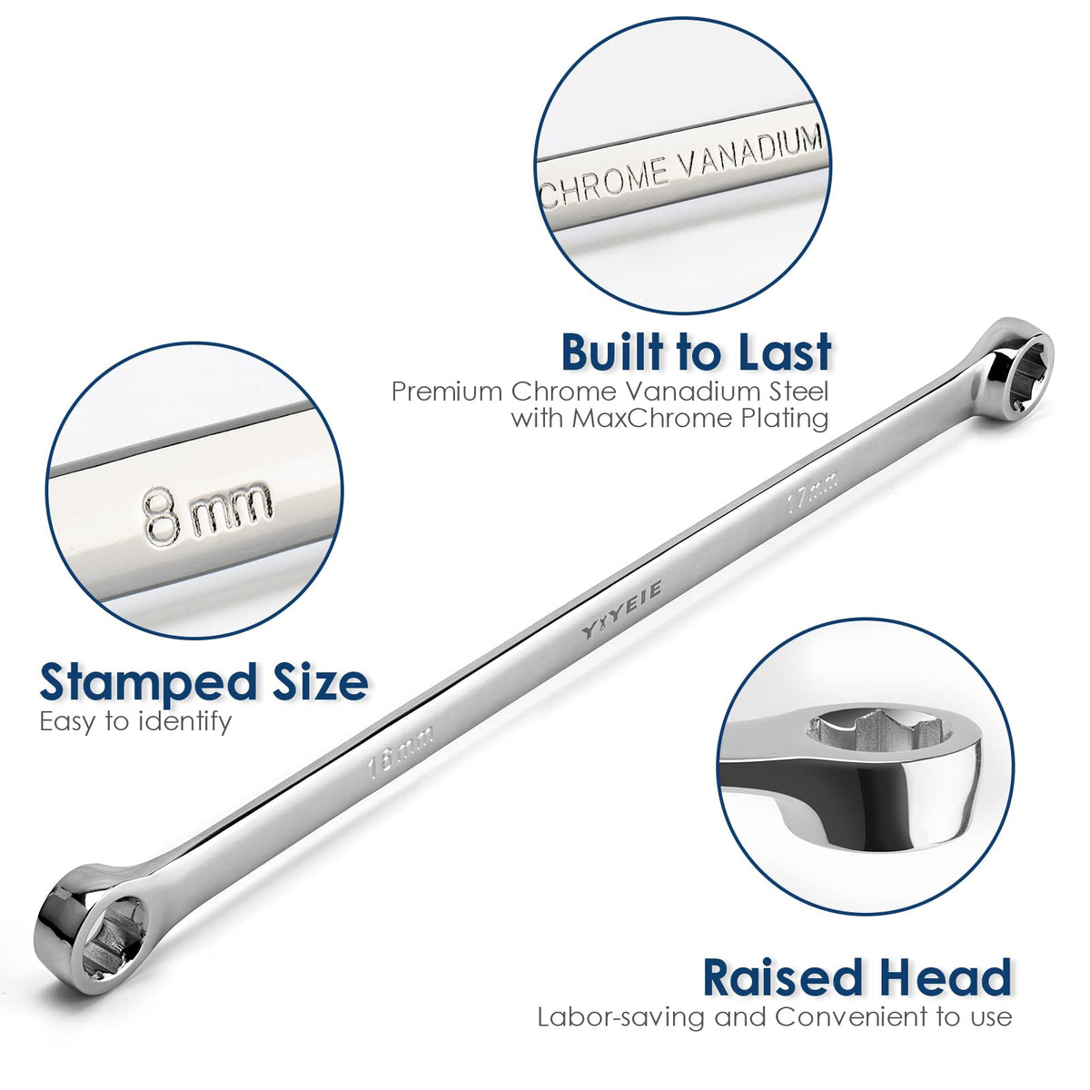 YIYEIE 16x17mm wrench focus highlights robust leverage for stubborn fasteners