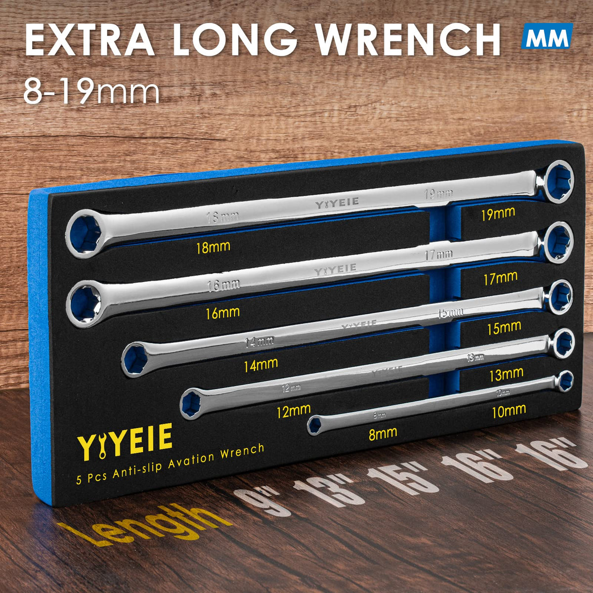 YIYEIE 8x10mm wrench focus highlights added leverage for hard-to-reach spots