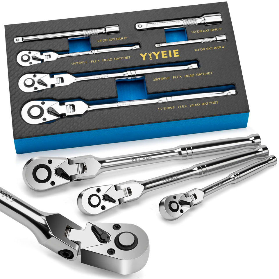 YIYEIE flex head ratchet set 1/4 drive for tight spaces