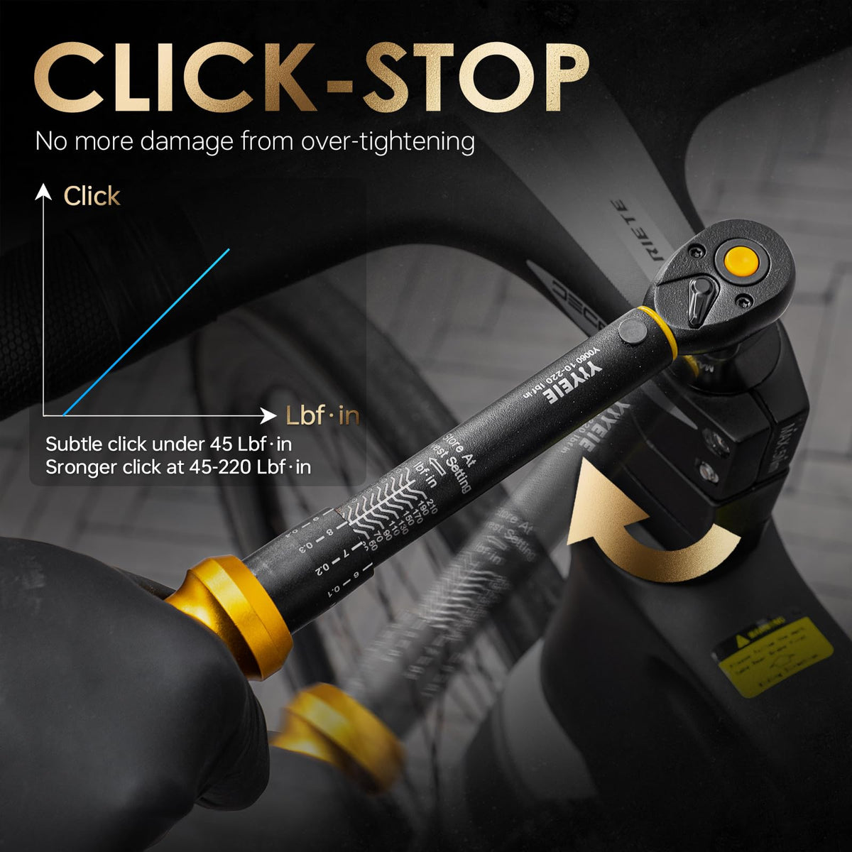 YIYEIE reversible ratchet enables efficient torque work in tight spaces.