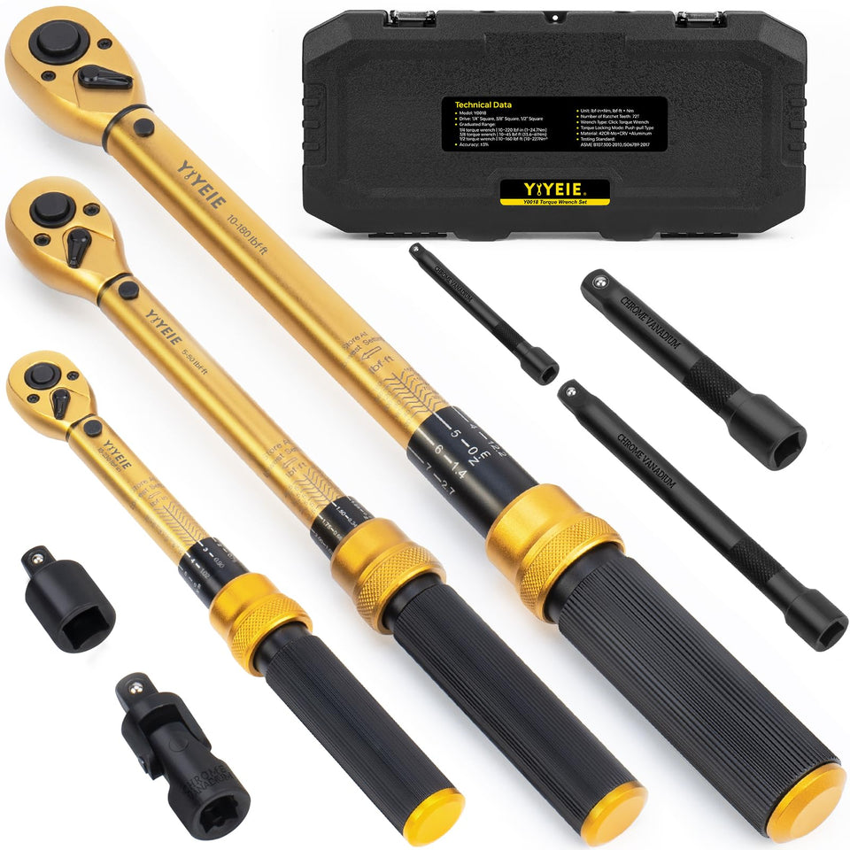 YIYEIE 8-in-1 torque wrench set with compact case for versatile maintenance.