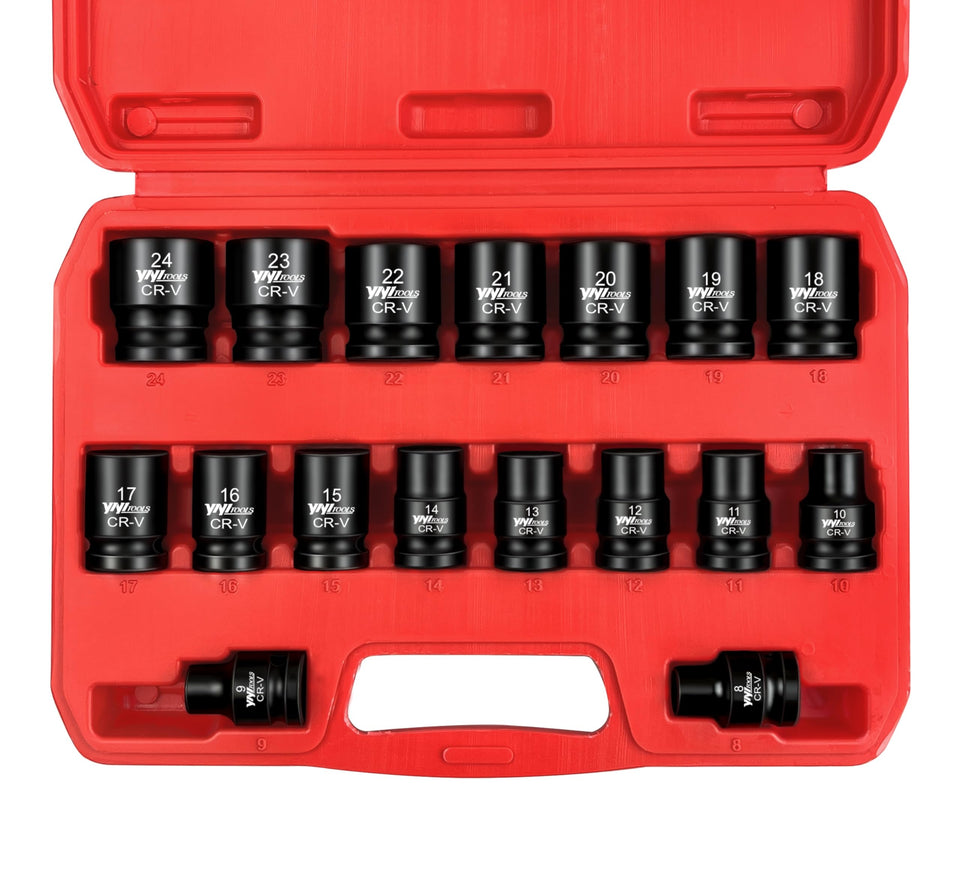 YIYITOOLS 17pc half-drive shallow sockets for quick access in tight spaces