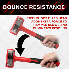 YIYITOOLS dead blow hammer 45oz steel-shot core reduces vibration.