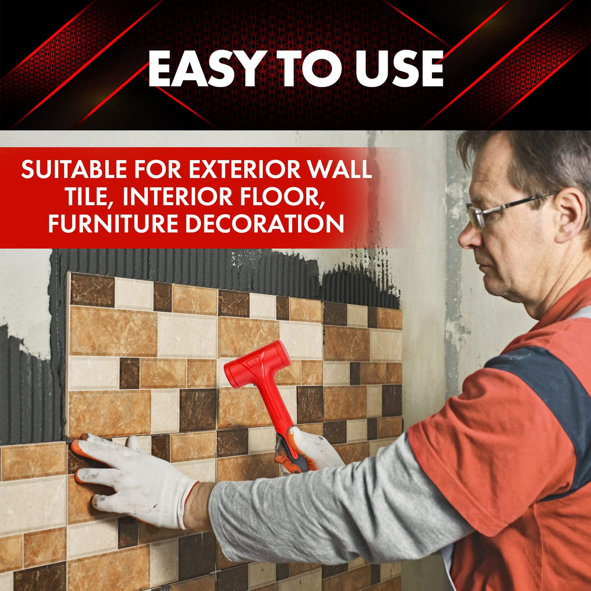 YIYITOOLS dead blow hammer ideal for tile and flooring tasks.