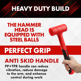 YIYITOOLS dead blow hammer unibody molded design strengthens head and handle joint.