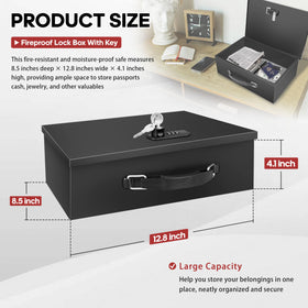 YIYITOOLS fireproof lock box interior compartments for organized storage.