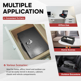 YIYITOOLS fireproof lock box ideal for home office storage and drawers.